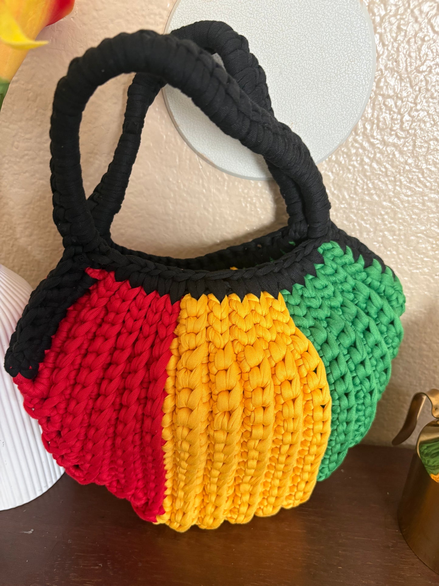 Crocheted Motherland Ribbed Handbag